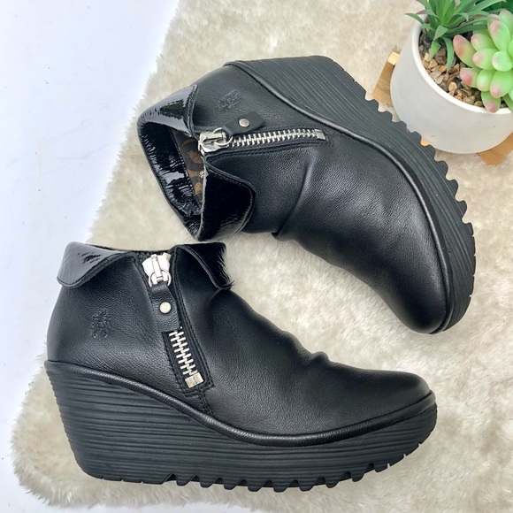 Fly London Shoes Fly London Grace Leather Wedged Booties